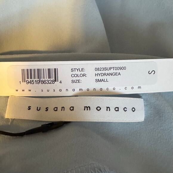 Susana Monaco Blue Hydrangea V-Neck Stretch Tank Top NWT Women’s Size Small - Picture 8 of 8